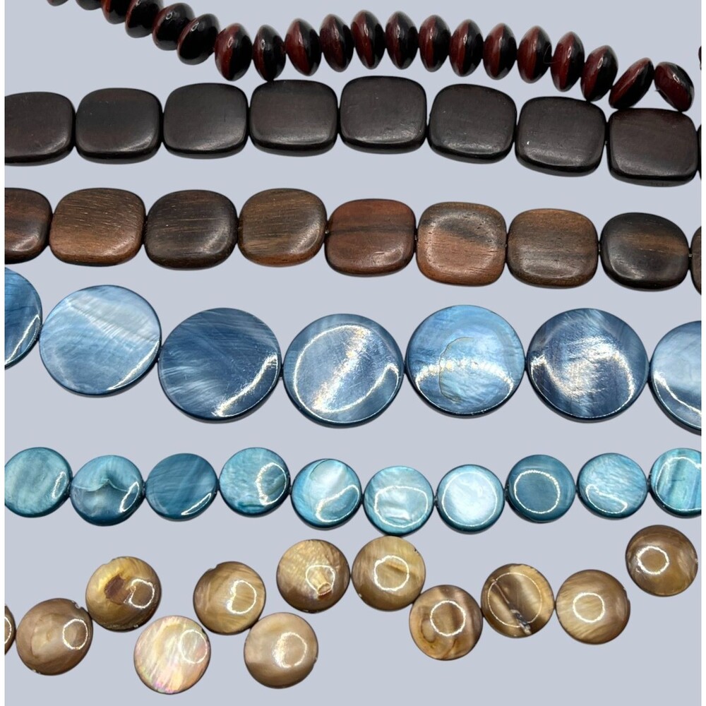 LOT Beads Kamagong Wood Nut Shell Coin Square Rondelle Jewelry Craft Boho Nature